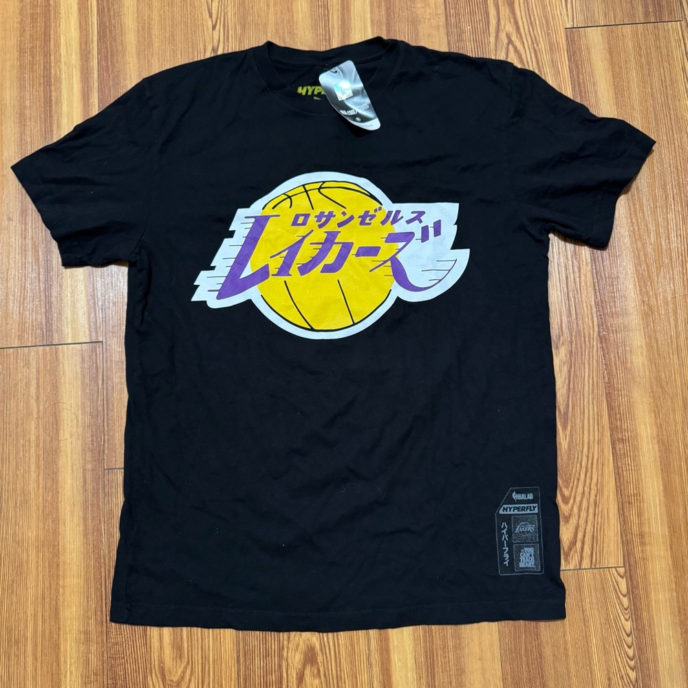 Men's Los Angeles Lakers NBA x Hyperfly Black Katakana T-Shirt